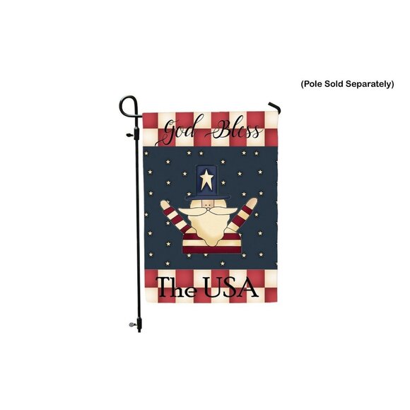 GOD BLESS The USA Uncle Sam Primitive Double Sided Patriotic 12 x 18 Garden Flag - Picture 6 of 9